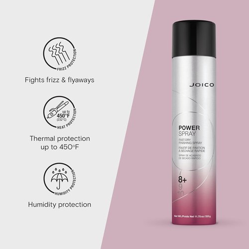 Joico Power Spray Fast-Dry Finishing Spray - 72 Hour Hold | Protects Against Heat, Humidity & UV