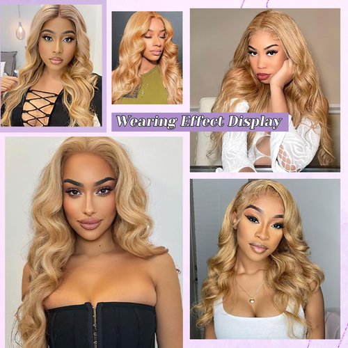 DSEKCAIN 27# Honey Blonde 2x6 Body Wave Lace Closure 100% Real Human Hair 14 Inch