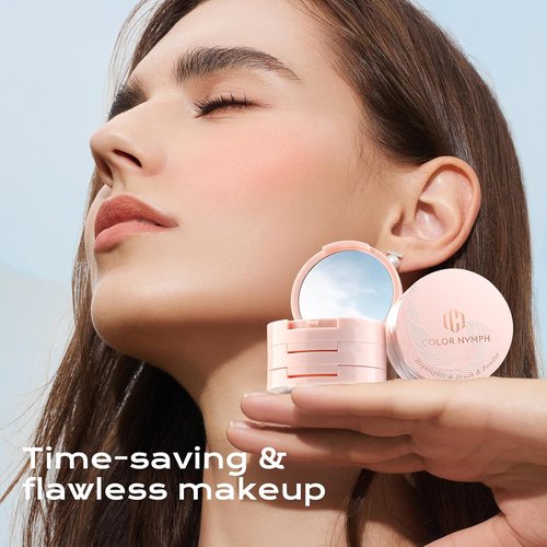 Color Nymph Contour Blush Highlighter Palette - 3-In-1 Shimmer & Matte Travel Kit with Brush & Mirror