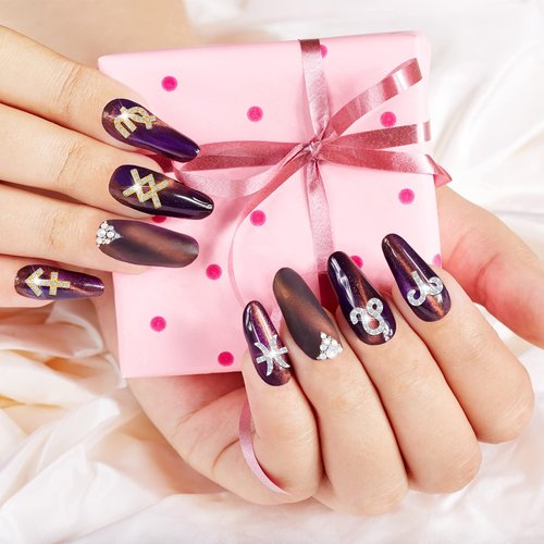 48 Pcs Zodiac Sign Nail Charms Zodiac 3D Rhinestone Jewelry Art Nail Charms DIY Horoscope for Jewelry Making Necklace Bracelet Earrings Crafts Supplies(Gold, Silver)