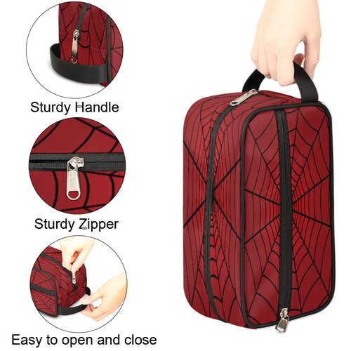 SinSenMa Red Spiders Web Toiletry Bag,Travel Cosmetic Bag,Hanging Makeup Bag,TSA Approved Hygiene Bag Waterproof Shave Dopp Kit Organizer for Toiletries Shower Bathroom Carry-on Accessories Gifts