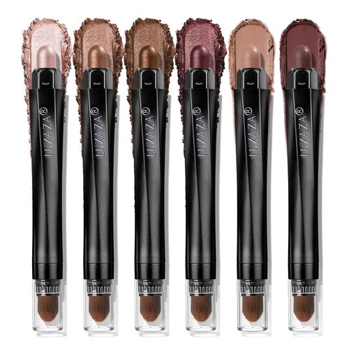 LUXAZA PRO Eyeshadow Stick Set - 6PCS Brown Metallic Shimmer & Matte Cream Crayon | Grape Wine