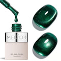 MEGIOR 15 ML Green Cat Eye Gel Nail Polish Dark Green Glitter Holographic Magnetic Gel Polish Soak Off UV/LED Nail Art Salon Manicure DIY at Home for Girls Women