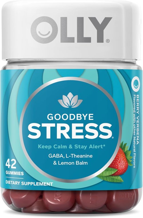 OLLY Goodbye Stress Gummies - Natural Stress Relief with GABA & L-Theanine, Berry Flavor | 42 Count