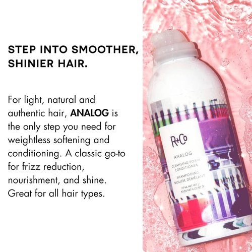 R+Co ANALOG Cleansing Foam Conditioner - Lightweight, Frizz-Reducing Formula for All Hair Types