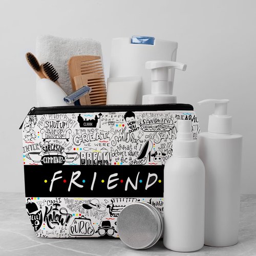CLHHM Friends TV Show Merchandise Makeup Bag Smiling Friends Merch Cosmetic Bag TV Show Gifts for Women Fans Sister Birthday Friendship