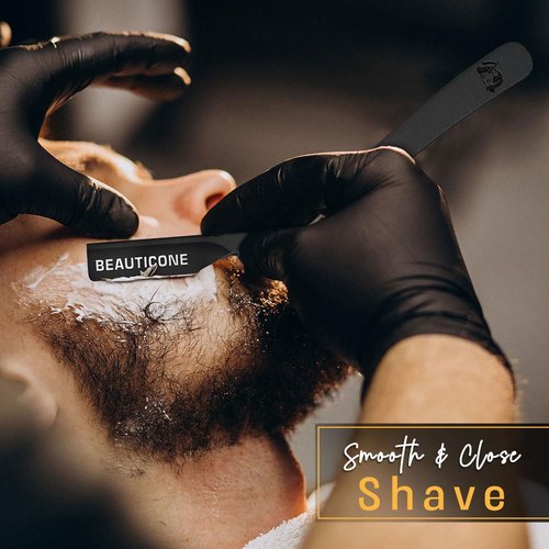 BEAUTICONE® Straight Razors for Men – Professional Barber Straight Edge Razor Kit with Replaceable Single Edge Blades - Navajas Para Barbero - Pouch Gift Box 1.2 mm Exposed for Close Shave Ultra Light