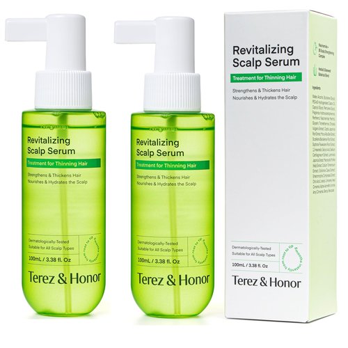 Scalp Serum for Hair Growth Spray - Korean Vegan Treatment for Hair Loss, Thinning & Itchy Scalp, Dermatologically-Tested, Lightweight Exfoliates Dandruff, Strengthen Roots for Men & Women - 2 Pack