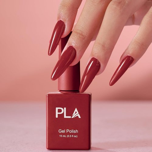 PLA 124 Red Gel Nail Polish - No-Chip Quick Dry Formula | 15ml Soak Off UV Gel | 10-Free Nail Polish