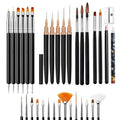 LIGHT RAIN 34Pcs Nail Art Brush Set - Complete Kit with Dotting Tool, Liner Brushes, Acrylic Brushes, Ombre Brush, Cuticle Tool, Rhinestone Picker Pencil for Beginner to Pro Nail Design