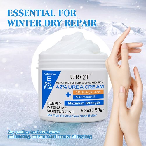 42% Urea Cream for Dry & Cracked Skin - Foot & Hand Cream with 2% Salicylic Acid, 5% Vitamin E, Tea Tree Oil, Aloe Vera, Shea Butter - Moisturizer & Skin Repair Cream for Feet Maximum Strength