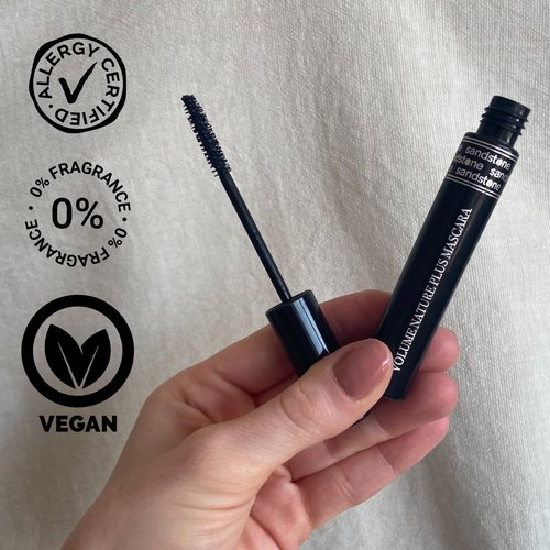 Sandstone Scandinavia Volume Nature Plus - Hypoallergenic Mascara for Sensitive Eyes - Smudgeproof & Lengthening, Vegan Formula