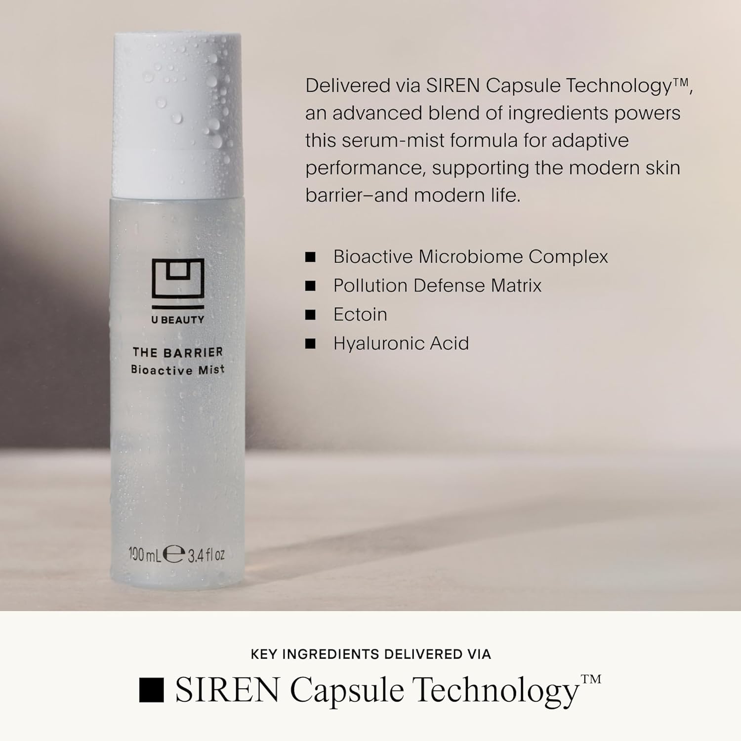 U Beauty BARRIER Bioactive Face Mist - Hydrating Hyaluronic Acid Spray for All Skin Types | 30mL