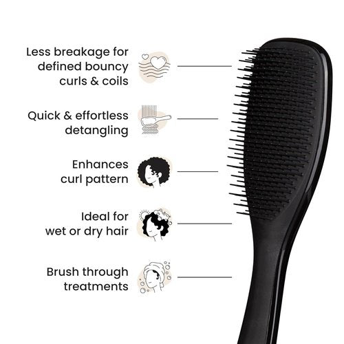 Tangle Teezer Ultimate Detangler Brush - Reduces Frizz & Breakage for 3C to 4C Curly Hair - Black