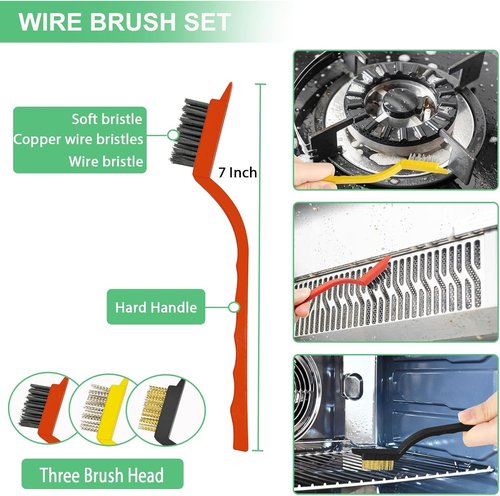 Crevice Cleaning Brush Set - Hard Bristle Grout Scrub Tools for Kitchen, Bathroom & Corners (12PCS)