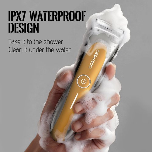 COSYHERO Manscape Groin & Body Hair Trimmer for Men, Electric Ball Shaver & Pubic Grooming Kit, LED Light, IPX7 Waterproof Wet/Dry Groomer, Rechargeable Manscaper with Ceramic Blades (Gold)
