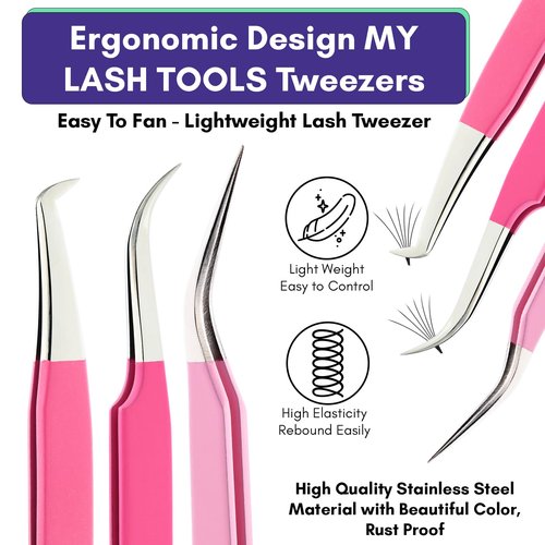 3pcs Micro Grip Lash Tweezers Set – Curved Classic, Boot Volume & Lightweight Isolation for Eyelash Extensions, Stainless Steel, Non-Slip, Professional Fiber Tip Tweezer Application Kit