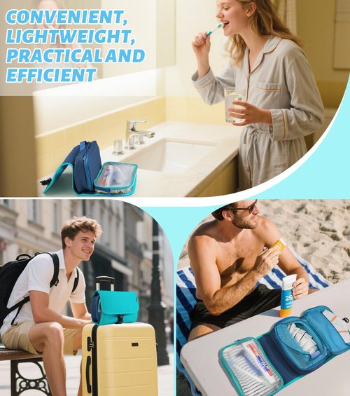 LCYPQPQ 2025 New ! Large-Capacity Foldable travel toiletry bag - Multi-Functional Detachable hanging toiletry bag, Portable Compact hanging travel toiletry bag (Mystic Green)