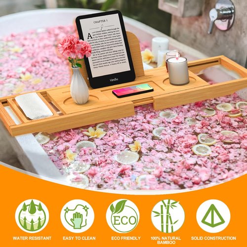 Banlilu Bathtub Tray - Bath Tray Expandable - Bath Tub Tray Table for Bathtub, Ajustable Size, Fits Most Tubs