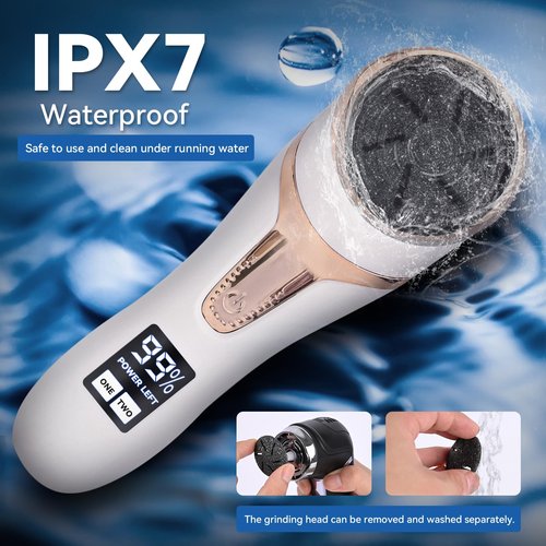 Nicebirdie Electric Callus Remover for Feet with Vacuum, Premium Portable Pedicure Tools Rechargeable Waterproof 2 Speed Foot File Scrubber Callus Remover Tool Foot Care kit （White）