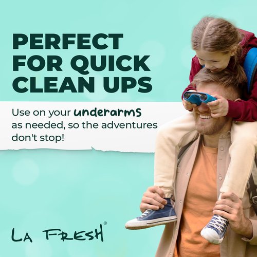 LA Fresh Antiperspirant Wipes, Body Deodorant Wipes for Women and Men, Pack of 3 10-count Pouches (30-count)