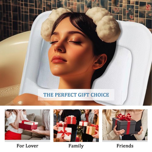 EMMTEEY Full Body Bath Pillow for Tub,Bathtub Pillow for Head and Neck Support, Soft Tub Pillow for Comfort, Non-Slip Bath Cushion for Women, Men and Seniors Bath Accessories