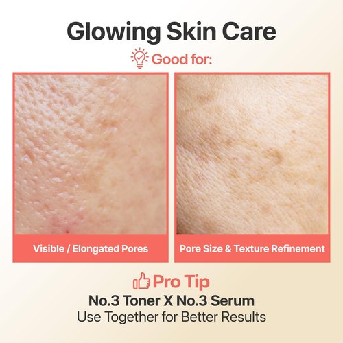 numbuzin No.3 Super Glowing Essence Toner, Fermented Toner for Skin Glow & Texture, Bifida, Niacinamide, Hydrating, Radiance-Boosting Essence, Zero Pore Care, 6.76 fl oz (200ml)