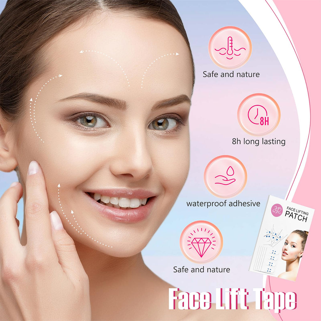 YAGUVI Face Lift Tape, Face Lift Tape Invisible, Face Tape Lifting Invisible, Face Tape Instantly Lifts Sagging Skin Around The Face, Hides The Double Chin and Creates A v-Shaped Face 60PCS