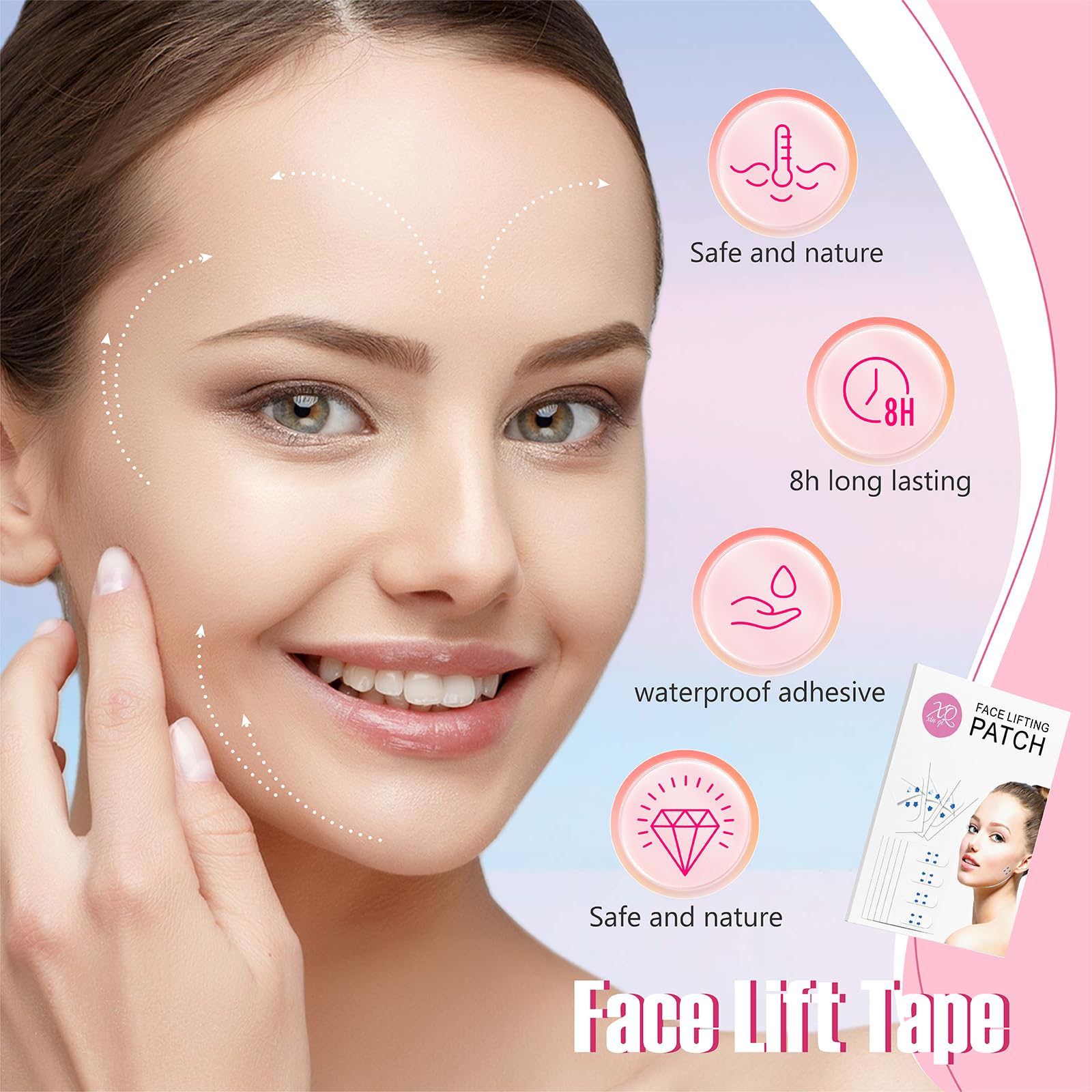 YAGUVI Face Lift Tape, Face Lift Tape Invisible, Face Tape Lifting Invisible, Face Tape Instantly Lifts Sagging Skin Around The Face, Hides The Double Chin and Creates A v-Shaped Face 60PCS