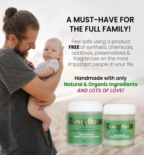 Beesaluxe HoneyBotan - 100% Natural Unpetroleum Skin Balm with Organic Ingredients - Petroleum Jelly Alternative for Lips, Hands, Baby Care, Makeup Remover, and More (4 Ounce)