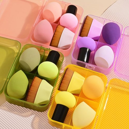 1 Pieces Foundation Brushes,3 Pieces Set of Makeup Sponges Foundation Beauty Sponge Blending Wet and Dry Make Up Applicator Cosmetic Concealer Face Brush Eyes Sticks Powder Puff With Handle (purple)