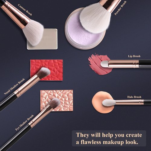 13 Piece Black Makeup Brushes, Face and Eye Makeup Brush Set Ultra Soft Goat Hair&Synthetic Bristles for Powder, Concealer, Blush, Contouring, Blending, Eyeshadow Kits for Beginners, Pros and Artists