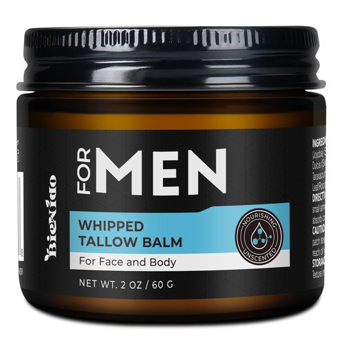 BieNido Wrinkle Defense Tallow Balm for Men – Anti-Aging Whipped Beef Tallow with Jojoba Oil for Deep Hydration, Clean Scent Non-Greasy Skincare for Men