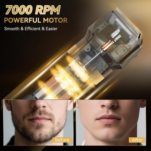 Skiennix Beard Trimmer for Men - 42 Adjustable Length Settings | Waterproof Hair Clippers with LED Display