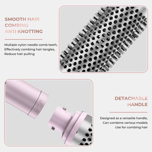 5 Temps LCD Display Ceramic Tourmaline Heated Styling Brush Set - 3-in-1 Detachable Barrels (1.25/1.5/1.75 Inch), PTC Heater for Versatile Hair Styling Curling Tongs