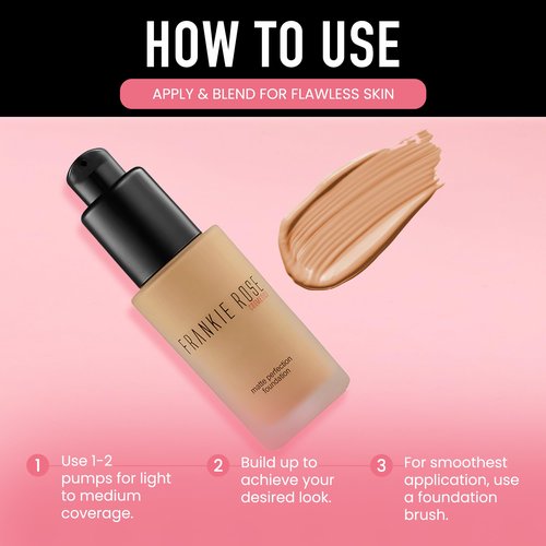 Frankie Rose Cosmetics Matte Perfection Foundation Makeup – Long-Lasting, Hydrating Foundation for Semi-Matte Finish - Full Coverage for All Skin Types - (Neutral) 1.0 US fl oz / 30 ml