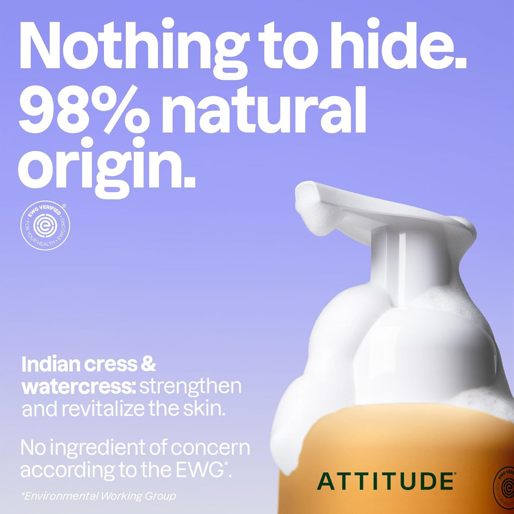ATTITUDE Foaming Hand Soap - EWG Verified, Vegan & Cruelty-Free | Orange Blossom & Eucalyptus, 10 Fl Oz