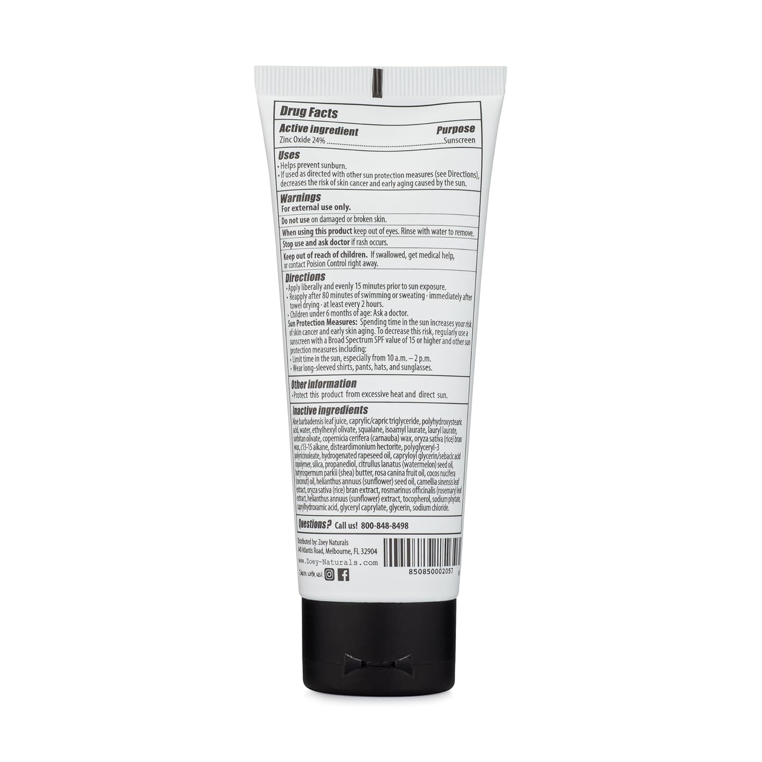 Zoey Naturals SPF 50+ Sunscreen for Babies - Water-Resistant, Reef-Safe, Non-Nano Zinc Oxide, Made in USA