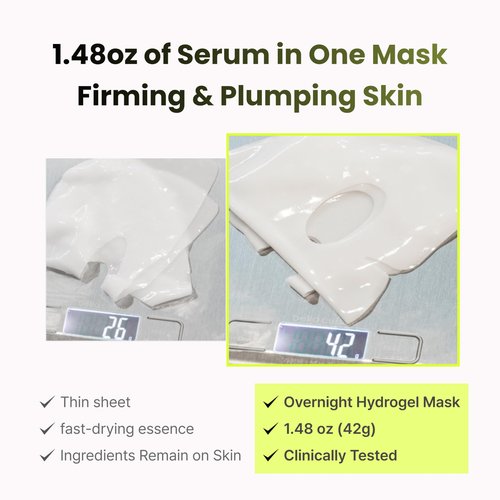 PO:DL Hyaluronic Hydrogel Mask with Collagen Niacinamide | Elasticity Wrinkle Improvement Pore Care Glow Skin| Overnight Soothing Deep Hydration Spa Facial Mask | Korean Skin Care 1.48oz x 4ea