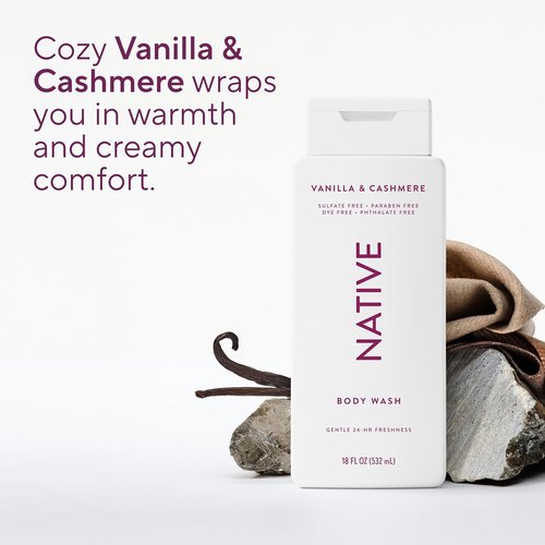 Native Body Wash - Naturally Derived Ingredients for Soft, Hydrated Skin | Vanilla & Cashmere, 18 oz