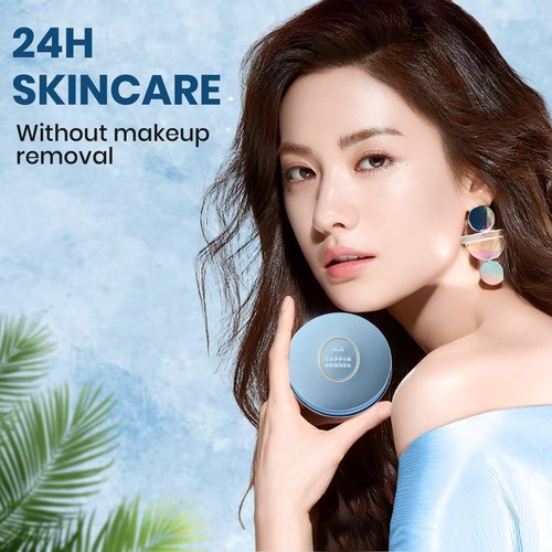 Club Suppin Translucent Pressed Powder Foundation + Overnight Skincare, Finishing Powder Makeup & Face Powder with Amino Acids, Shea Butter& Aloe, 24H Long-Lasting Japanese Skincare, WHITE, 2EA