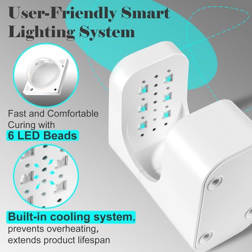 NXJ INFILILA Mini UV Nail Lamp, Cordless Portable LED Light for Gel Nails - Fast Flash Cure for Builder Gel & Single Nail Repair, 6 Beads, Ideal for Travel, Beginners & Quick Fixes White