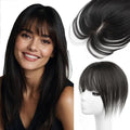 EonLuxe 10 Inch Real Human Hair Topper with Bangs for Women Covers Thinning Crown, Clip-In Hair Topper for Thinning Hair (Natural Black)