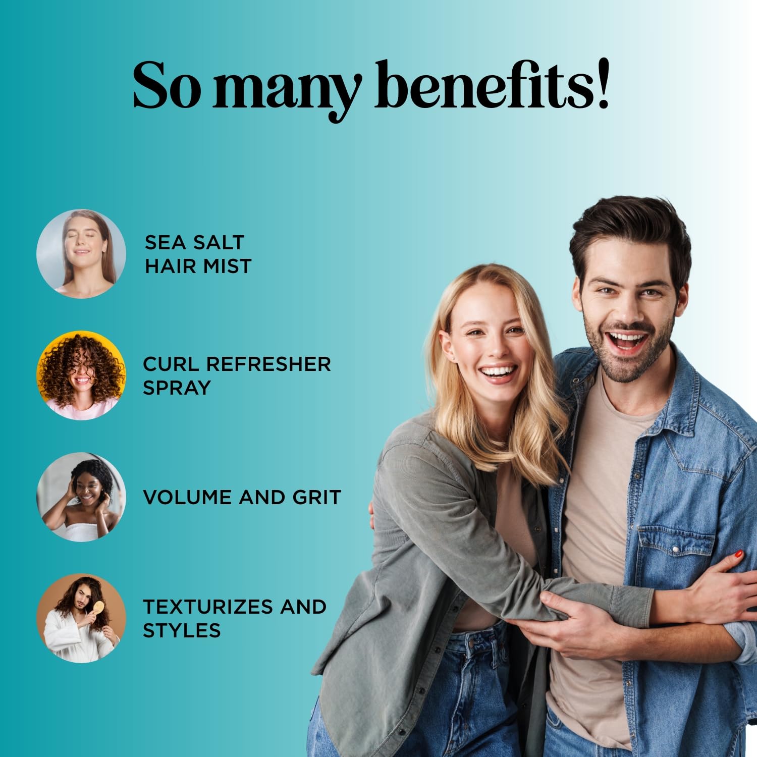Volumizing Sea Salt Spray - Texturizing Beach Waves Hair Mist with Argan Oil & Sea Kelp | Non-Sticky Styling for Men & Women