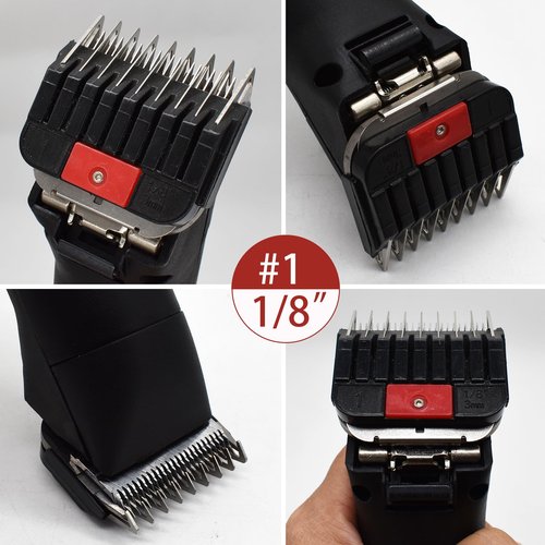 4 Pieces Animal Stainless Steel Attachment Guide Guard Combs for A5 Style Detachable Blade Pet Groomers, 1/8", 1/4", 3/8", 1/2" Compatible with Wahl KM Series Andis AG BG Oster A5 A6 Animal Clippers