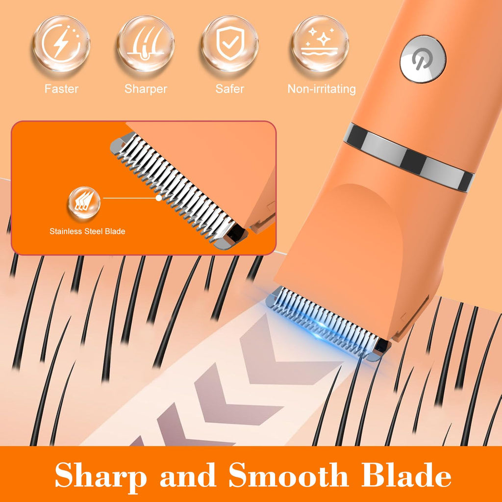 Zivelier 3-in-1 Electric Razor IPX7 Waterproof Bikini Trimmer Wet & Dry Use Painless Personal Trimmer Groomer for Ladies Face Body Legs Bikini Public Hairs Electric Lady Shaver with Replaceable Heads
