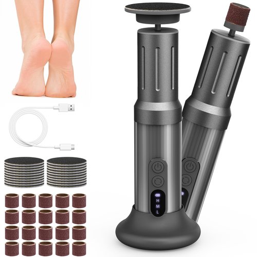 Electric Foot Callus Remover Cordless Electric Foot Filer Kit with 6Speeds Chagring Dock Callus Remover for Women Men Feet and Nail(Black)