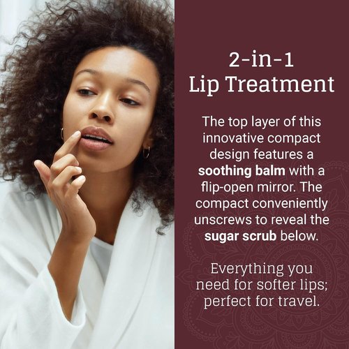 Avya Skincare Two-In-One Lip Treatment - Sugar Scrub Exfoliates & Softens Lips | Balm with Marula & Mango, 0.07oz