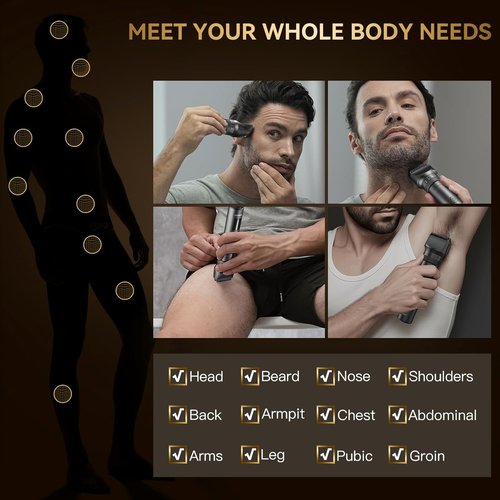 Skiennix Beard Trimmer for Men - 42 Adjustable Length Settings | Waterproof Hair Clippers with LED Display