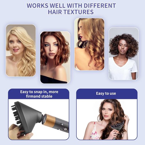 Dyson Hair Diffuser Attachment - Upgraded Large Diffuser for Fast Drying Curly Hair | Adds Volume & Definition (Grey)